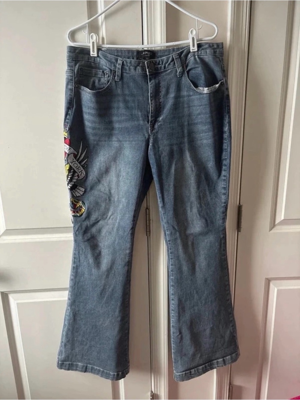 Ed Hardy  Embroidered Flare Jeans